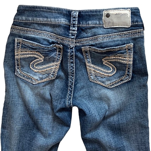 Silver jeans size 28 Capri pedal pusher thick stitch low rise skinny medium wash - Picture 7 of 7